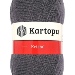 Kristal Çift Katlı El Örgü Lif İpi Kömür Gri K556