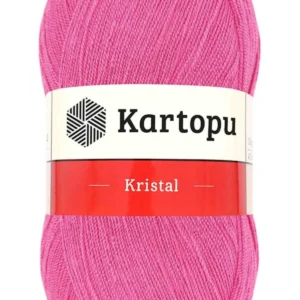 Kristal Çift Katlı El Örgü Lif İpi Şeker Pembe K772