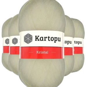 5 Adet Kristal Çift Katlı El Örgü Lif İpi Krem K025