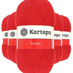 5 Adet Kristal Çift Katlı El Örgü Lif İpi Açık Kırmızı K160