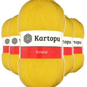 5 Adet Kristal Çift Katlı El Örgü Lif İpi Sarı K301