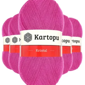 5 Adet Kristal Çift Katlı El Örgü Lif İpi Fuşya K440