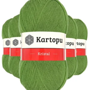 5 Adet Kristal Çift Katlı El Örgü Lif İpi Açık Yeşil K442