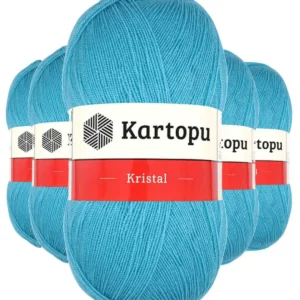 5 Adet Kristal Çift Katlı El Örgü Lif İpi Turkuaz K515