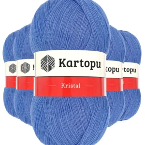 5 Adet Kristal Çift Katlı El Örgü Lif İpi Koyu Mavi K535