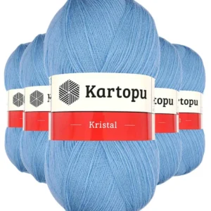 5 Adet Kristal Çift Katlı El Örgü Lif İpi Bebe Mavi K540