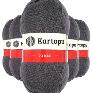 5 Adet Kristal Çift Katlı El Örgü Lif İpi Kömür Gri K556