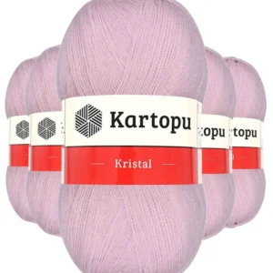 5 Adet Kristal Çift Katlı El Örgü Lif İpi Açık Pembe K699