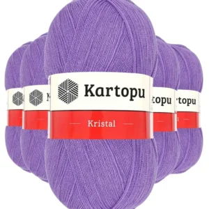 5 Adet Kristal Çift Katlı El Örgü Lif İpi Eflatun K708