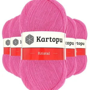 5 Adet Kristal Çift Katlı El Örgü Lif İpi Şeker Pembe K772