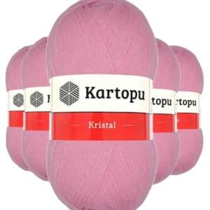 5 Adet Kristal Çift Katlı El Örgü Lif İpi Pembe K774
