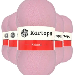 5 Adet Kristal Çift Katlı El Örgü Lif İpi Bebe Pembe K788