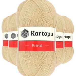 5 Adet Kristal Çift Katlı El Örgü Lif İpi Sütlü Kahve K884