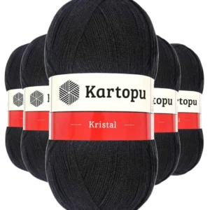 5 Adet Kristal Çift Katlı El Örgü Lif İpi Siyah K940