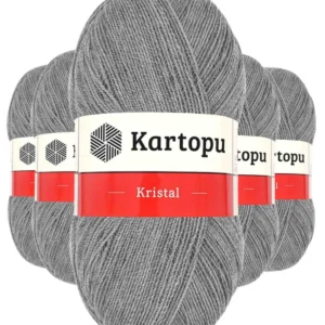 5 Adet Kristal Çift Katlı El Örgü Lif İpi Açık Gri K1001