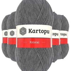 5 Adet Kristal Çift Katlı El Örgü Lif İpi Orta Gri K1002