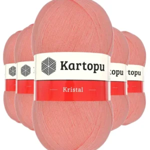 5 Adet Kristal Çift Katlı El Örgü Lif İpi Koyu Somon K1217