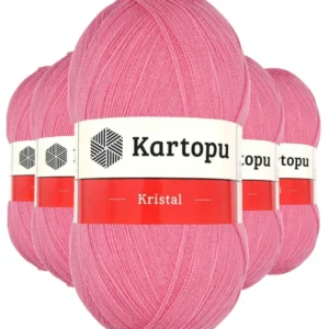 5 Adet Kristal Çift Katlı El Örgü Lif İpi Koyu Pembe K1790