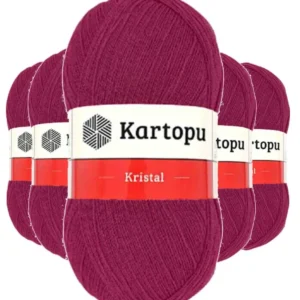 5 Adet Kristal Çift Katlı El Örgü Lif İpi Vişne K1794