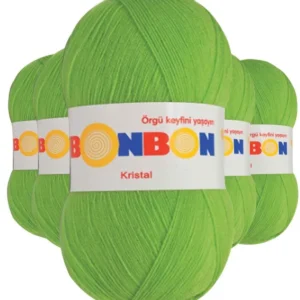 5 Adet Kristal El Örgü Lif İpi Açık Yeşil 98204