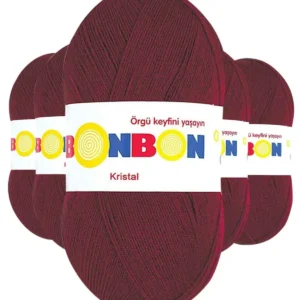 5 Adet Kristal El Örgü Lif İpi Bordo 98220
