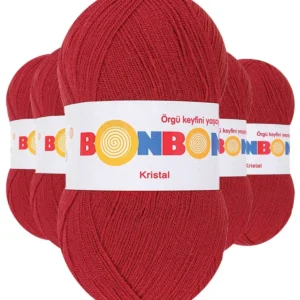 5 Adet Kristal El Örgü Lif İpi Koyu Kırmızı 98237