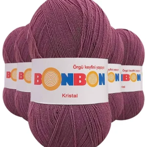 5 Adet Kristal El Örgü Lif İpi Koyu Gül Kurusu 98303