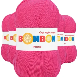 5 Adet Kristal El Örgü Lif İpi Koyu Pembe 98403