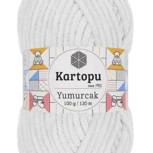 Yumurcak Kadife El Örgü İpi Kar Beyaz K010