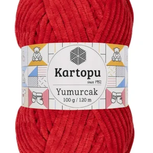 Yumurcak Kadife El Örgü İpi Açık Kırmızı K165