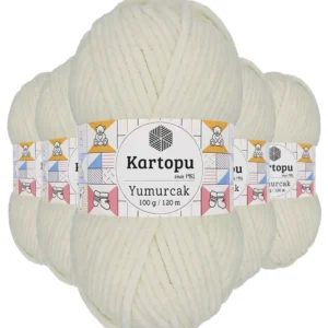 5 Adet Yumurcak Kadife El Örgü İpi Kırık Beyaz K011