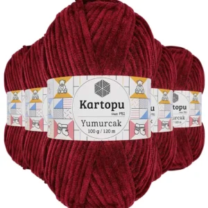 5 Adet Yumurcak Kadife El Örgü İpi Vişne Çürüğü K106