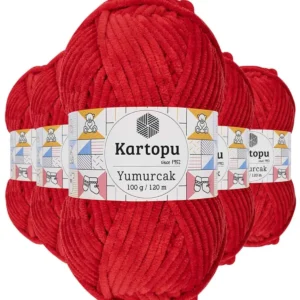 5 Adet Yumurcak Kadife El Örgü İpi Açık Kırmızı K165