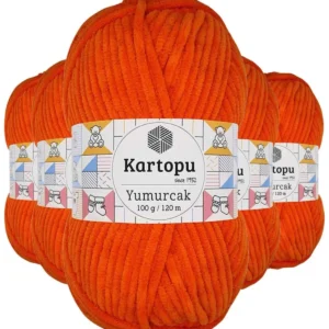 5 Adet Yumurcak Kadife El Örgü İpi Turuncu K205