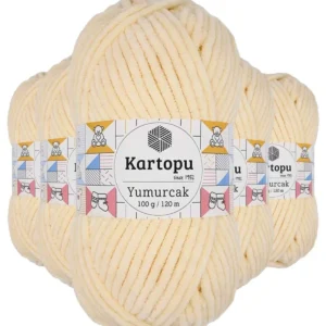 5 Adet Yumurcak Kadife El Örgü İpi Koyu Krem K349