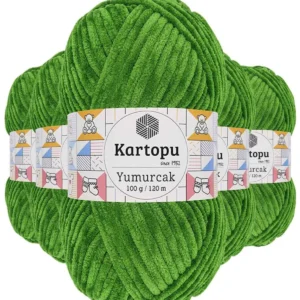 5 Adet Yumurcak Kadife El Örgü İpi Yeşil K469