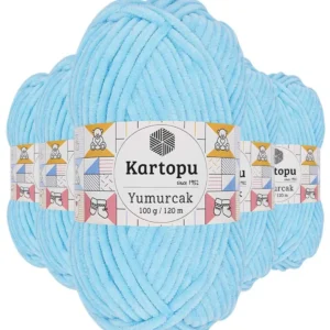 5 Adet Yumurcak Kadife El Örgü İpi Açık Turkuaz K516