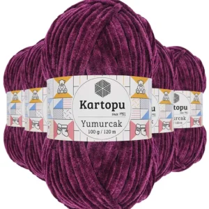 5 Adet Yumurcak Kadife El Örgü İpi Mürdüm K726