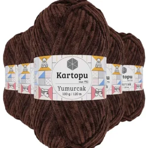 5 Adet Yumurcak Kadife El Örgü İpi Kahverengi K818