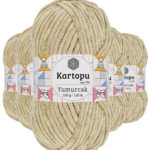 5 Adet Yumurcak Kadife El Örgü İpi Bej K856