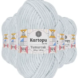 5 Adet Yumurcak Kadife El Örgü İpi Açık Gri K919