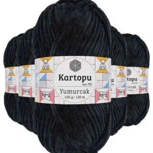 5 Adet Yumurcak Kadife El Örgü İpi Siyah K940