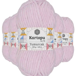5 Adet Yumurcak Kadife El Örgü İpi Toz Pembe K1562