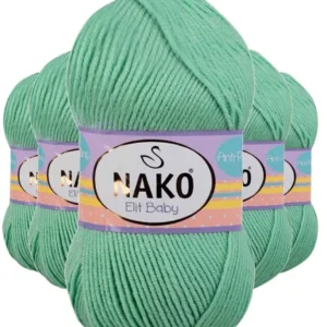 5 Adet Elite Baby El Örgü İpi Tüylenmeyen Bebek Yünü Siyam Yeşili 10001