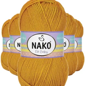 5 Adet Elite Baby El Örgü İpi Tüylenmeyen Bebek Yünü Parlak Altın 1636