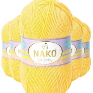 5 Adet Elite Baby El Örgü İpi Tüylenmeyen Bebek Yünü Sarı 2857