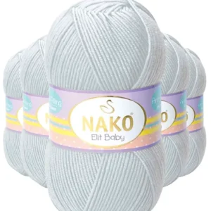 5 Adet Elite Baby El Örgü İpi Tüylenmeyen Bebek Yünü Gümüş Gri 4672