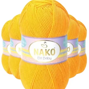 5 Adet Elite Baby El Örgü İpi Tüylenmeyen Bebek Yünü Koyu Sarı 4674