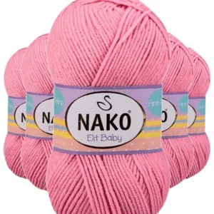 5 Adet Elite Baby El Örgü İpi Tüylenmeyen Bebek Yünü Pembe 6837