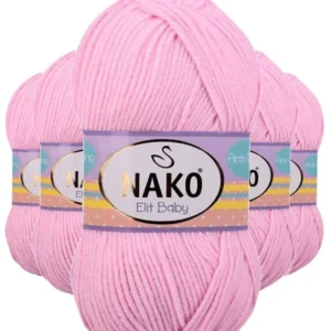5 Adet Elite Baby El Örgü İpi Tüylenmeyen Bebek Yünü Açık Pembe 6936